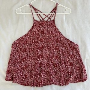 Hollister Boho Red and White High Neck Tank Top Size Large